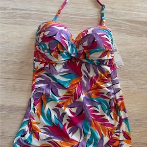 Anne Cole Multicolor Tropical Top Piece Swimsuit